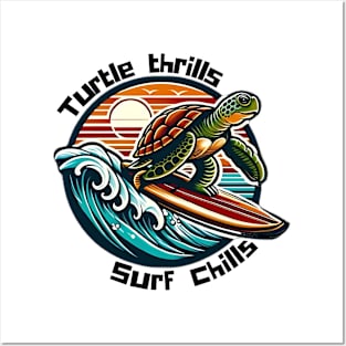 Surfing Turtle Posters and Art